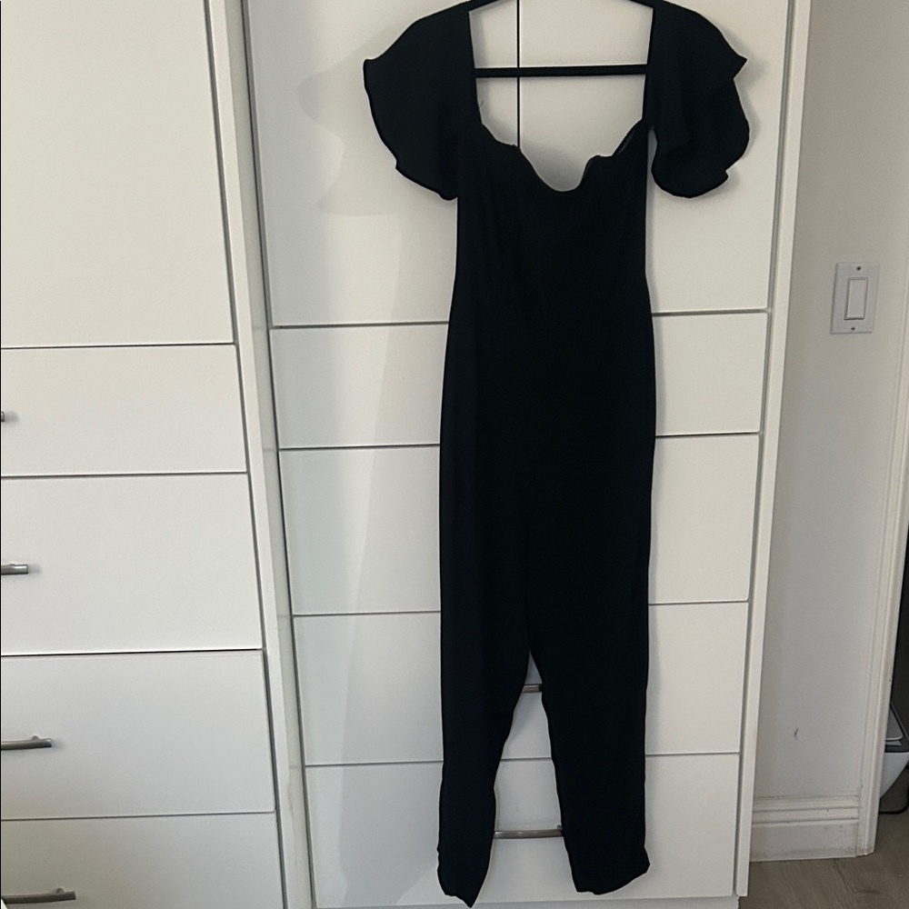 Black Ruffle Sleeve Jumpsuit
